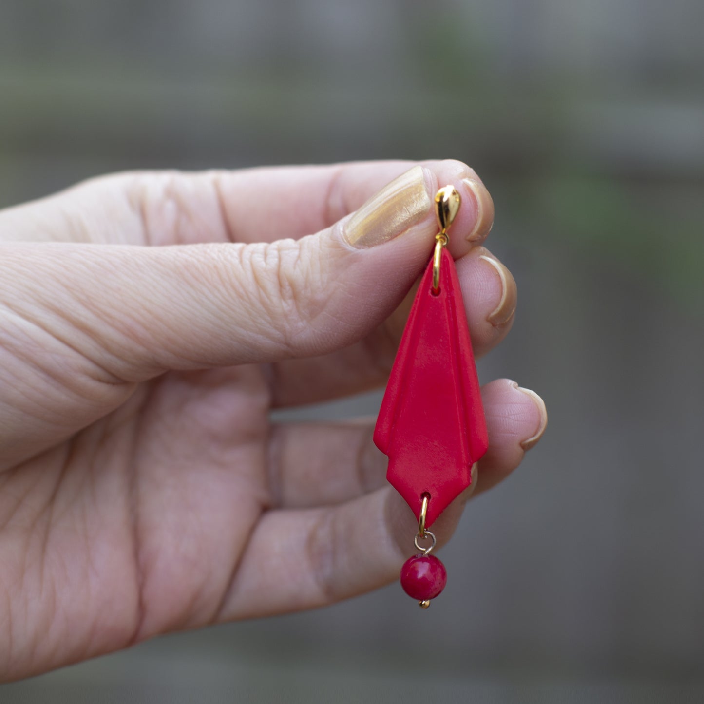 Persian Inspired Red Coral Gemstone Earrings