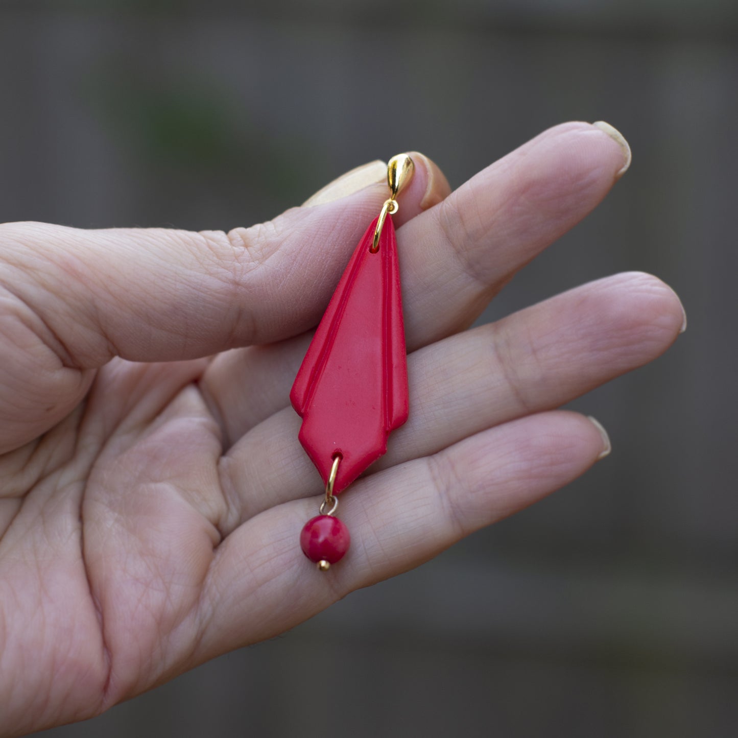 Persian Inspired Red Coral Gemstone Earrings