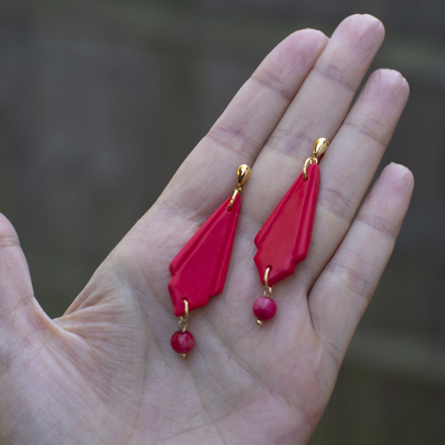 Persian Inspired Red Coral Gemstone Earrings