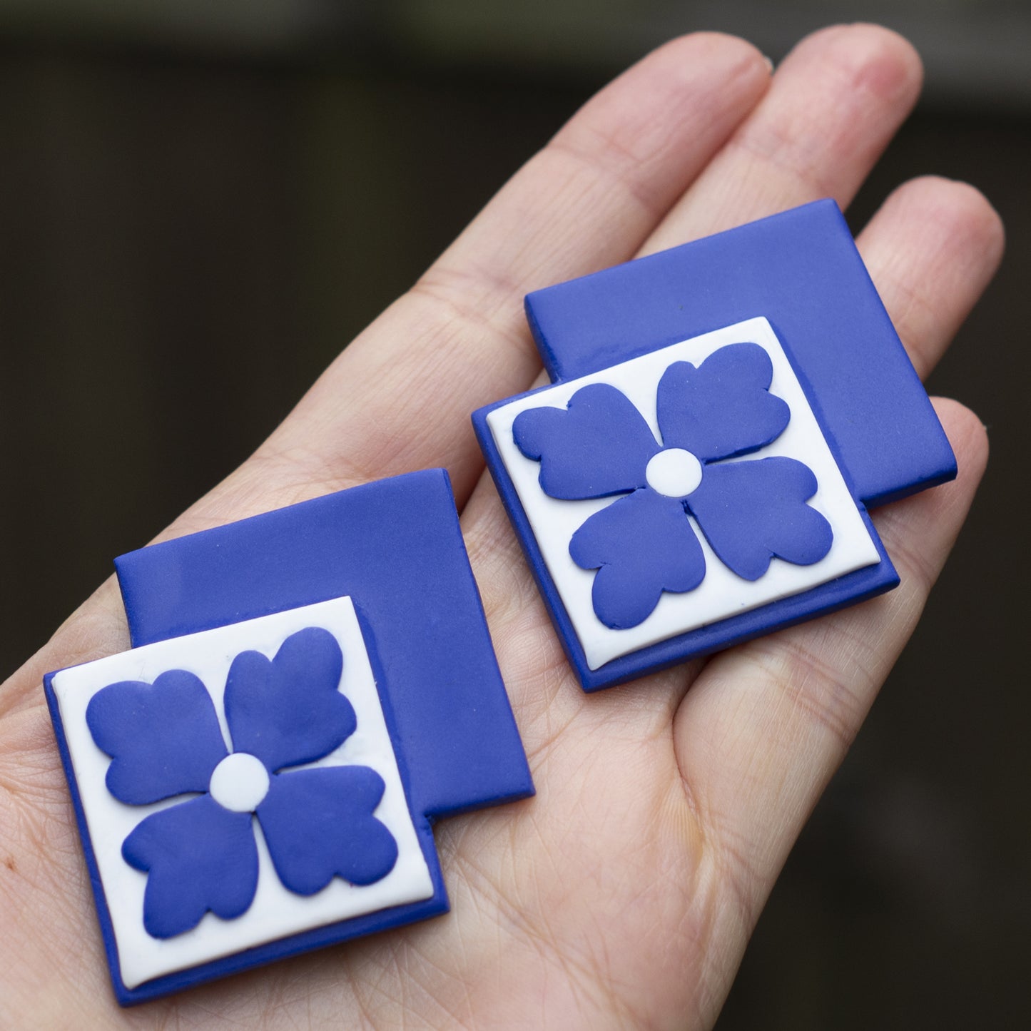 Contemporary Persian Floral Tile Earrings