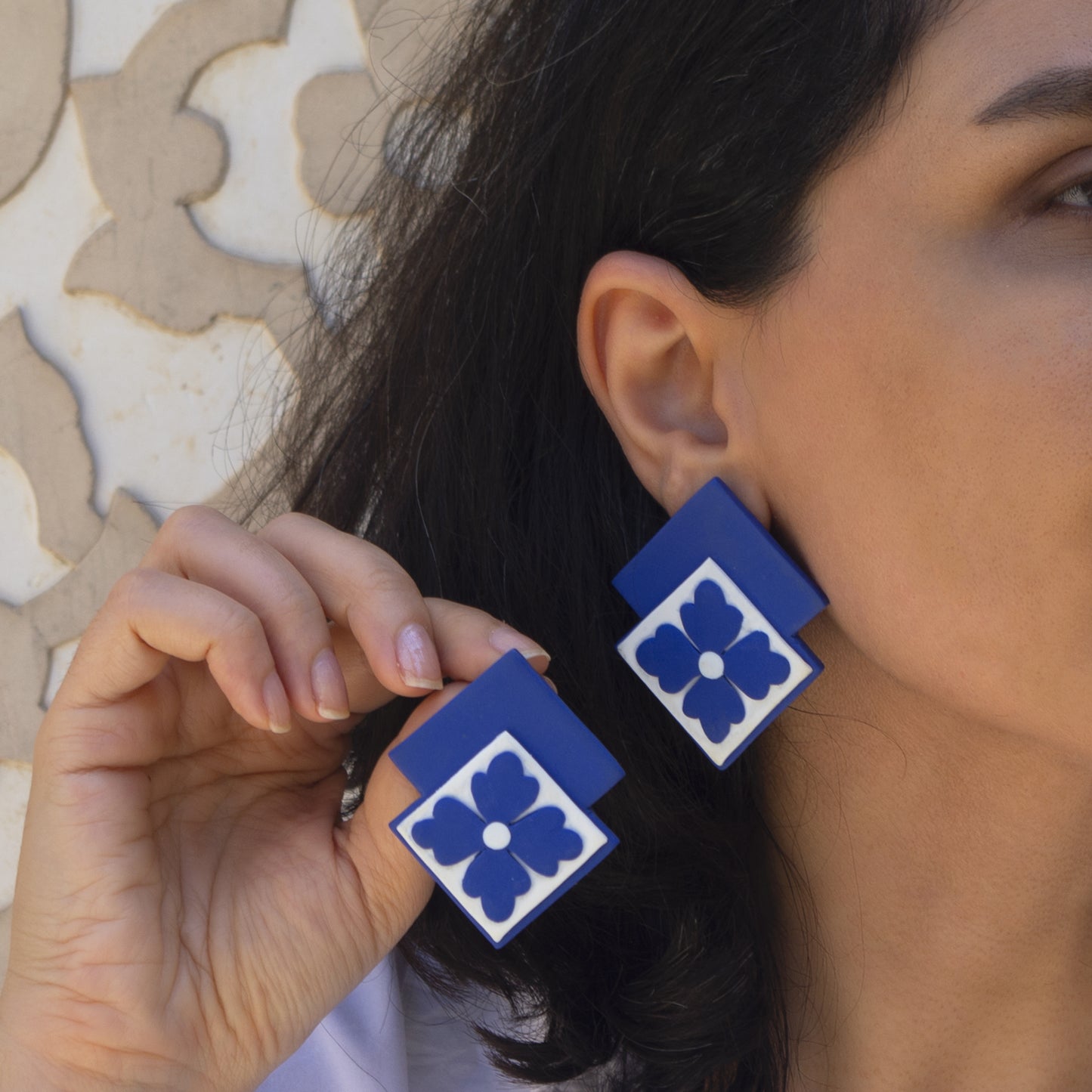 Contemporary Persian Floral Tile Earrings