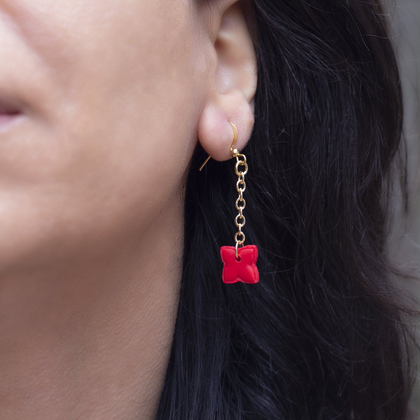 Persian Tile Art Influence Mismatched Clay Earrings
