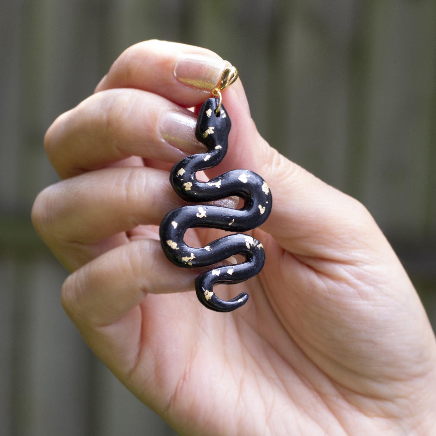 Black Lotus And Snake Mix Mach Elegant Earrings