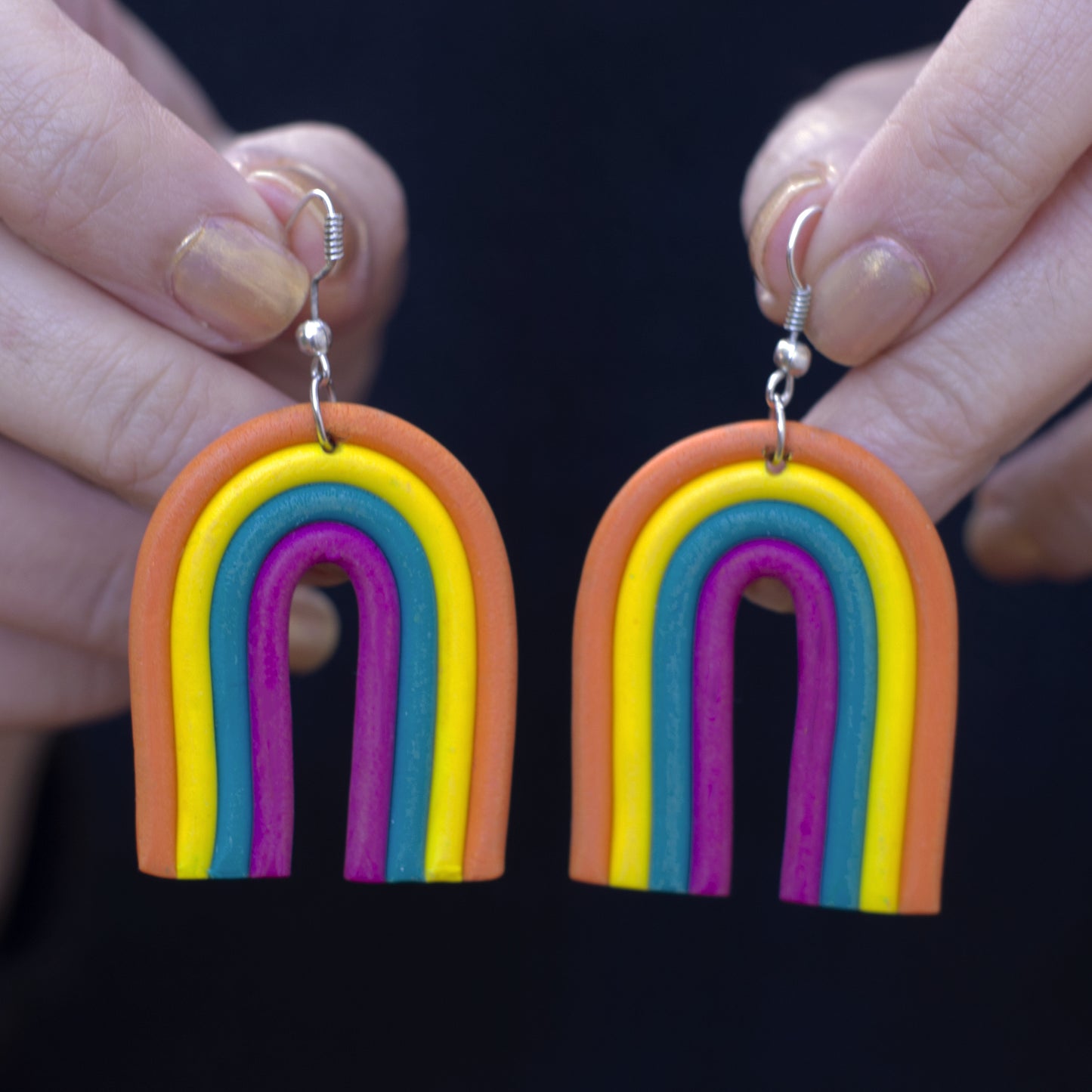 Vibrant Rainbow Statement Earrings
