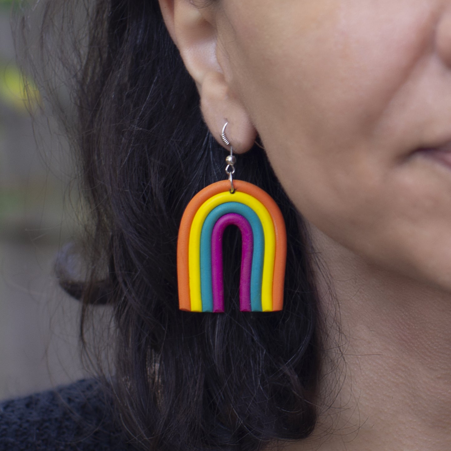Vibrant Rainbow Statement Earrings