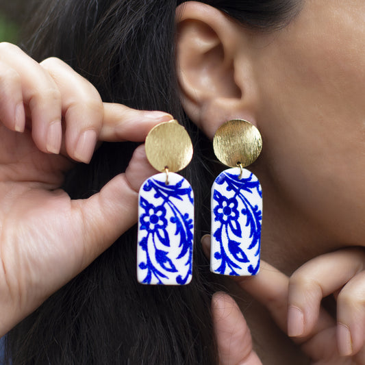 Tazhib Persian Blue Earrings