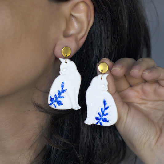 Persian Tile-Inspired Cat Elegance Earrings