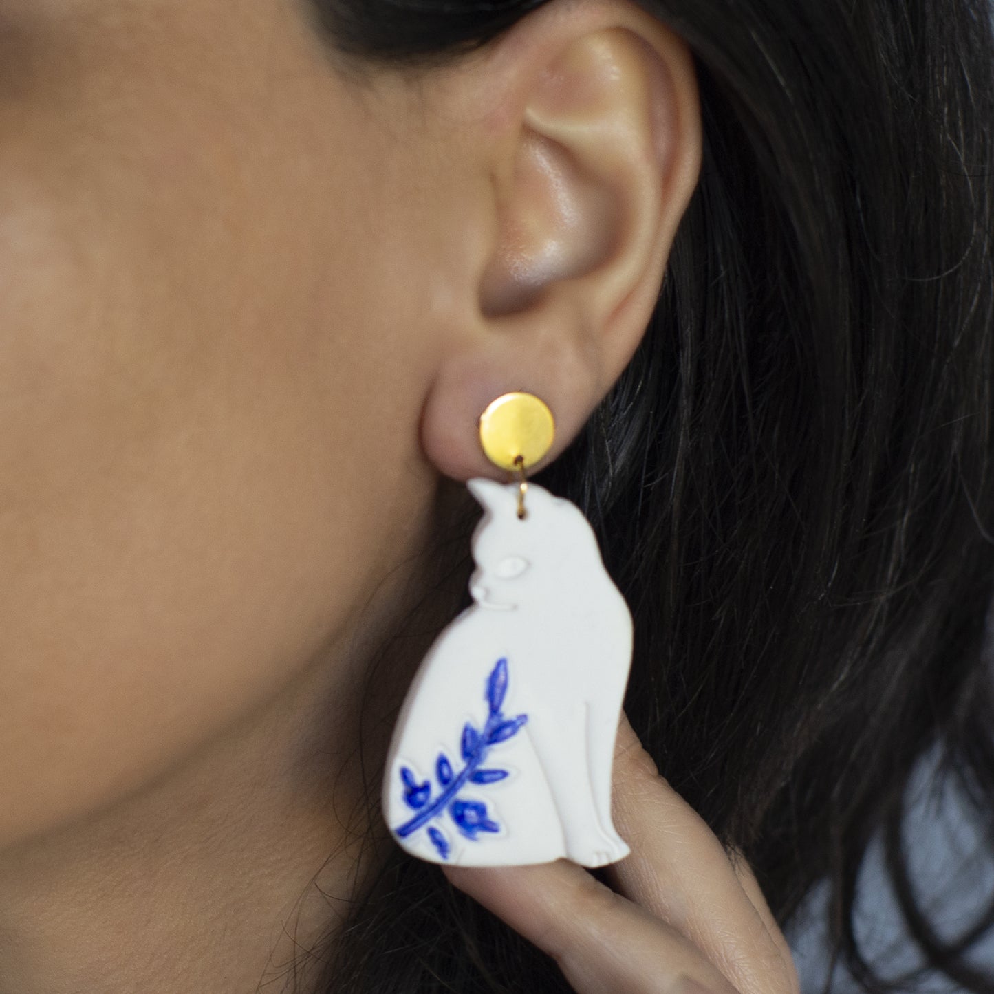 Persian Tile-Inspired Cat Elegance Earrings