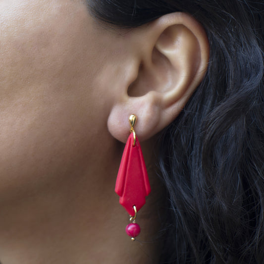 Persian Inspired Red Coral Gemstone Earrings