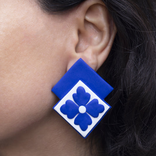 Contemporary Persian Floral Tile Earrings