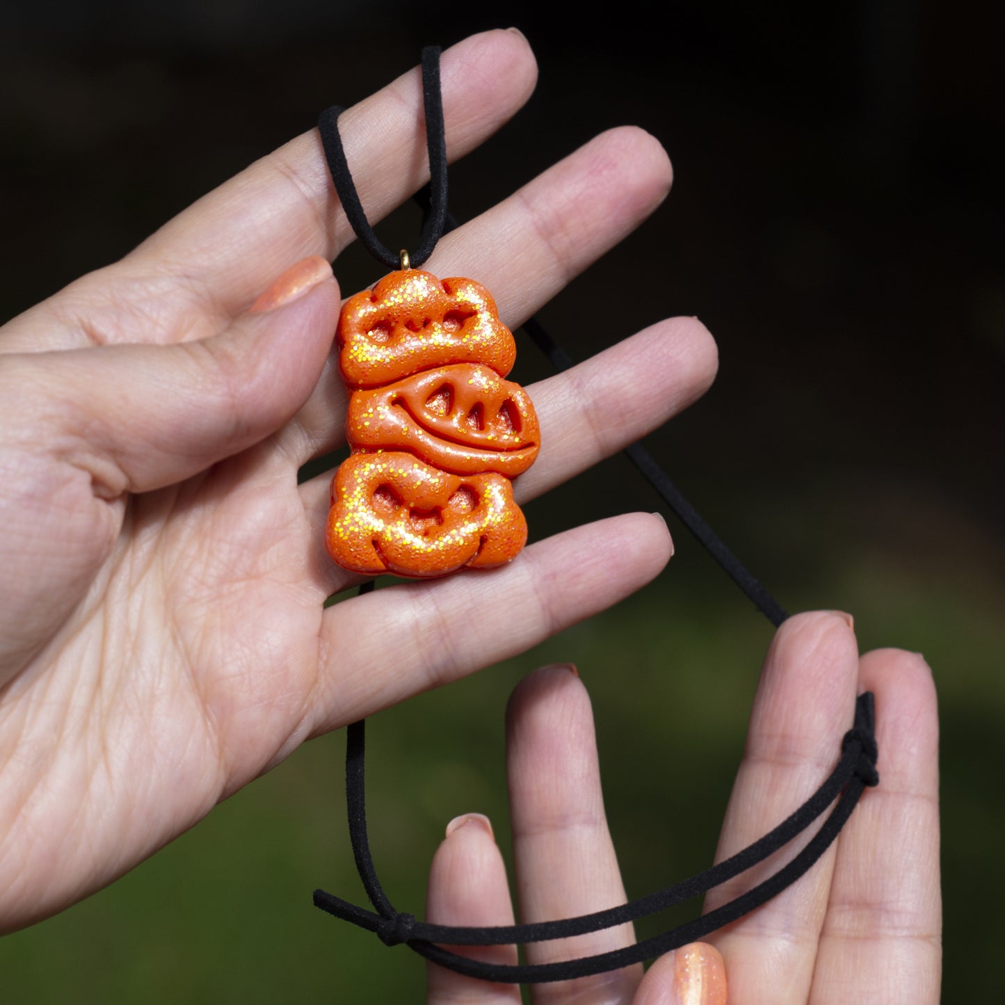 Children Halloween Pumpkin Glitter Necklace