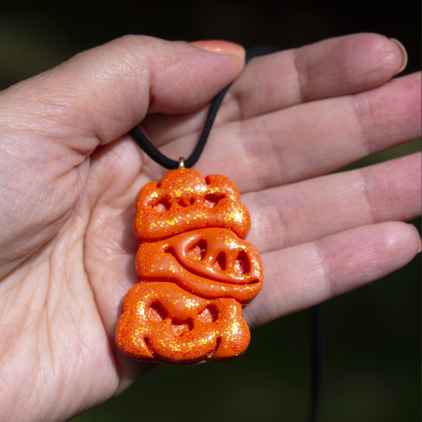 Children Halloween Pumpkin Glitter Necklace