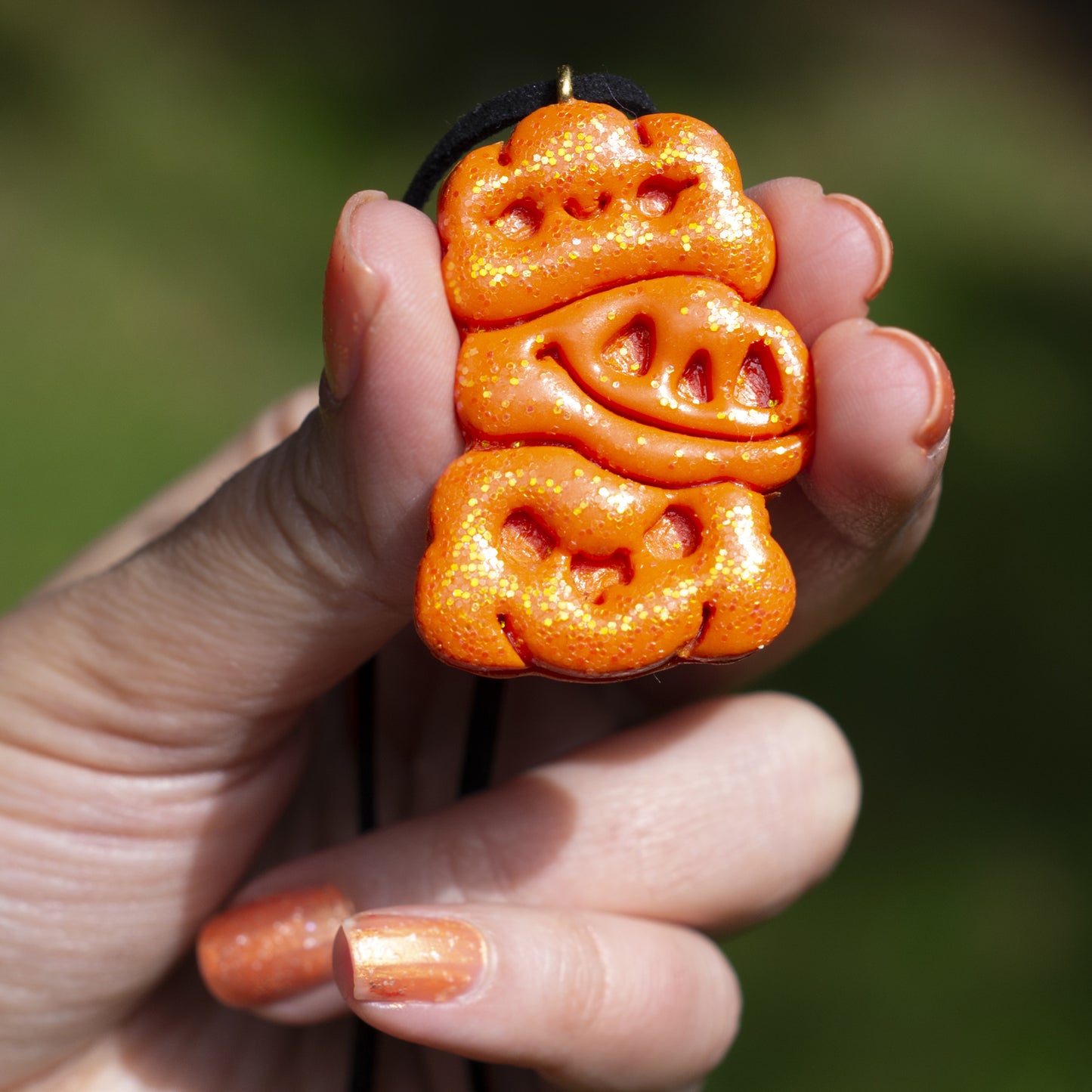 Children Halloween Pumpkin Glitter Necklace