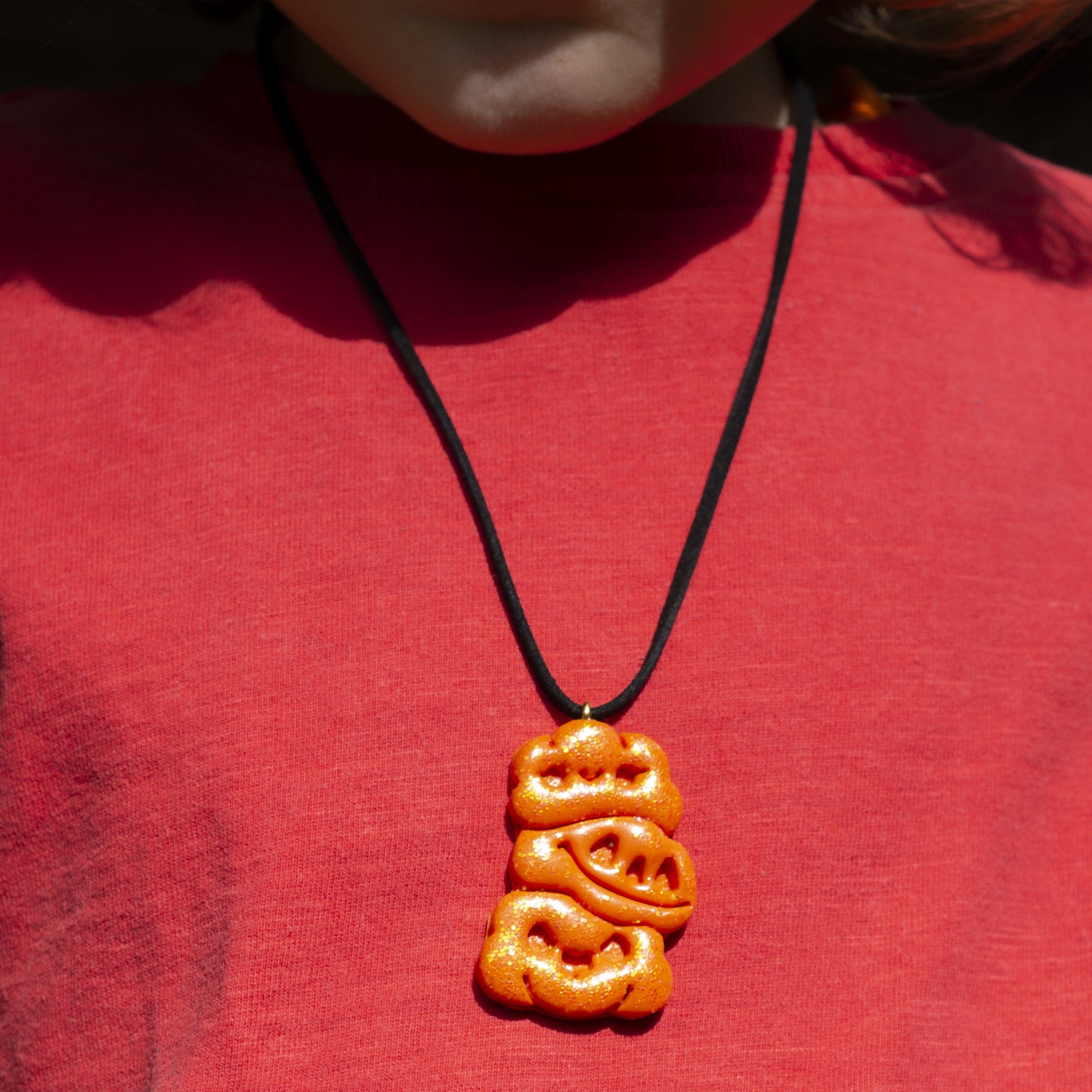 Children Halloween Pumpkin Glitter Necklace