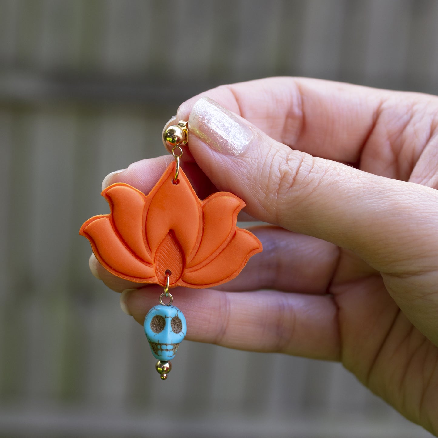 Elegant Orange, Gold Persian Style Halloween Earrings