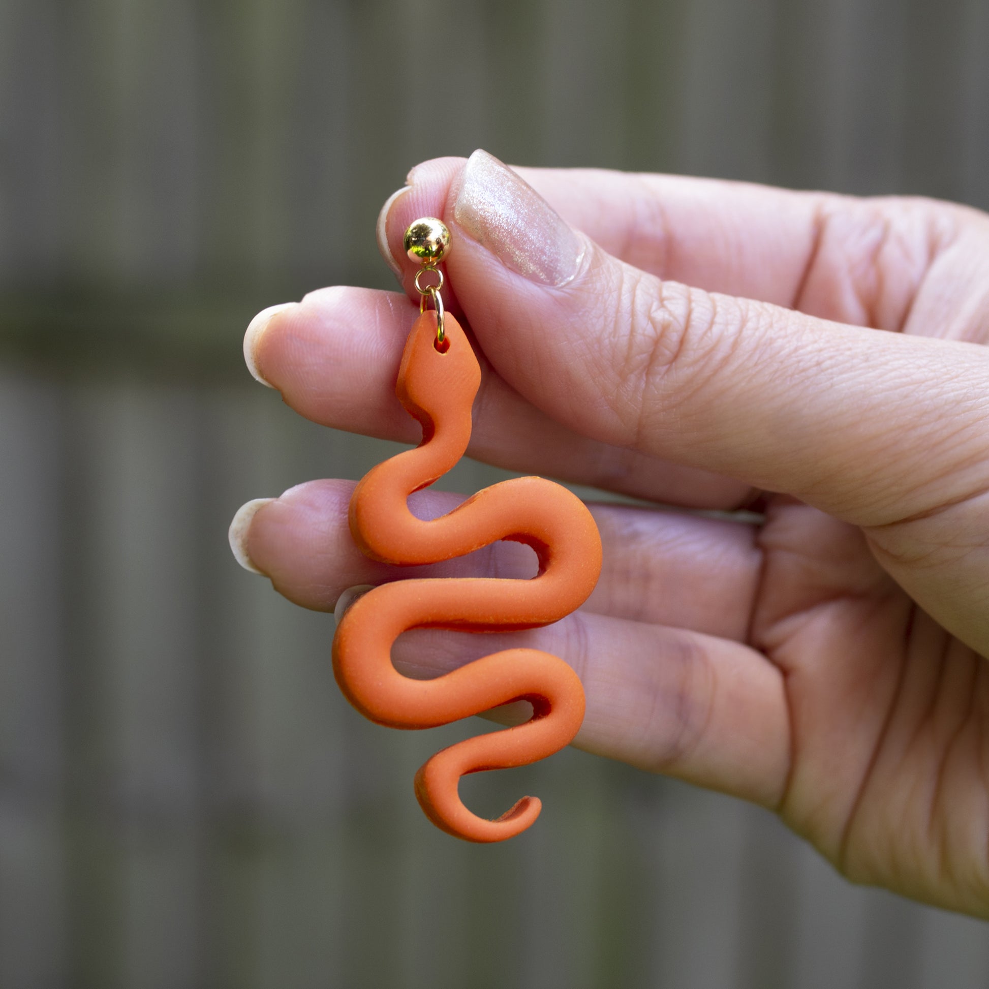 Orange And Gold Snake Halloween Spooky Earrings