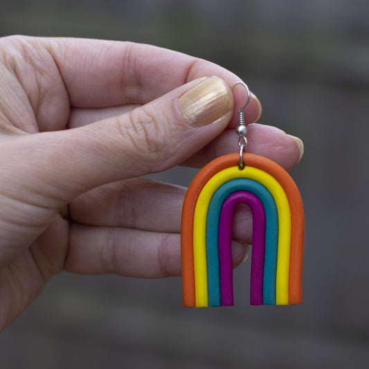 Vibrant Rainbow Statement Earrings